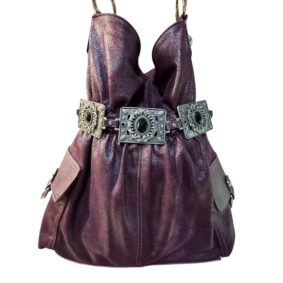 Kathy Van Zeeland Purple and‎ Silver Shoulder Bag with Elegant Design NWOT - Picture 1 of 17